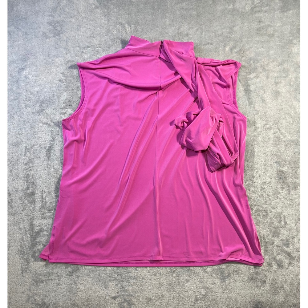 David Meister Womens Sleeveless Drape Neck Blouse 3X Pink Asymmetric Stretch - Picture 6 of 8